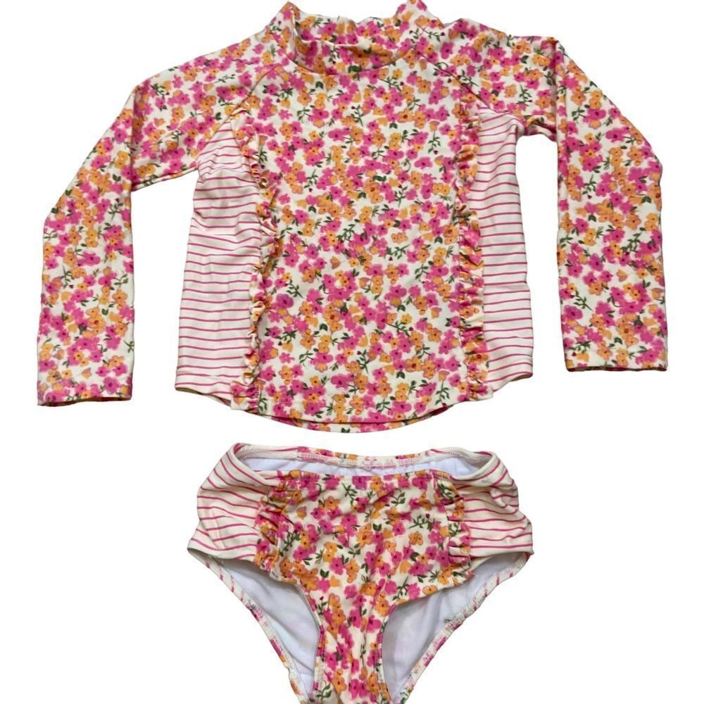 Jessica Simpson Toddler Floral Ruffle Bikini Long Sleeve Top Size 3T